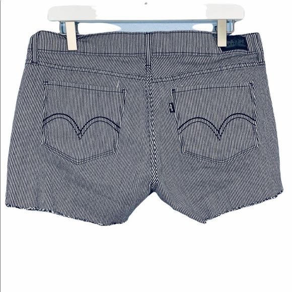 Levi's 524 Skinny Seersucker Cut Off Jean Shorts - Picture 5 of 15